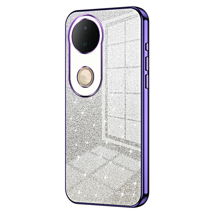 For vivo S20 5G Case Electroplating Gradient Glitter TPU Phone Cover - Purple