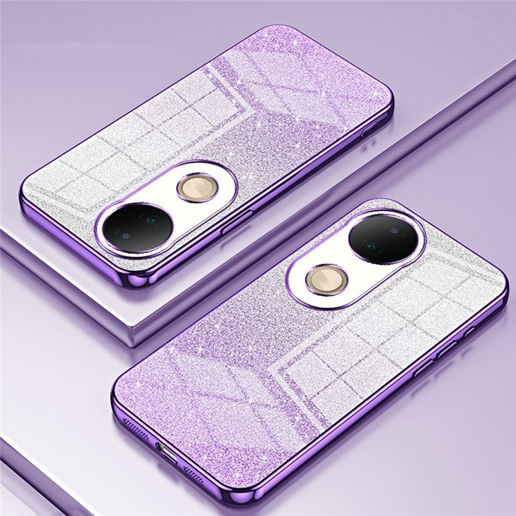 For vivo S20 5G Case Electroplating Gradient Glitter TPU Phone Cover - Purple