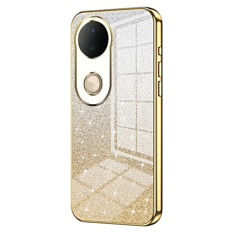 For vivo S20 5G Case Electroplating Gradient Glitter TPU Phone Cover - Gold