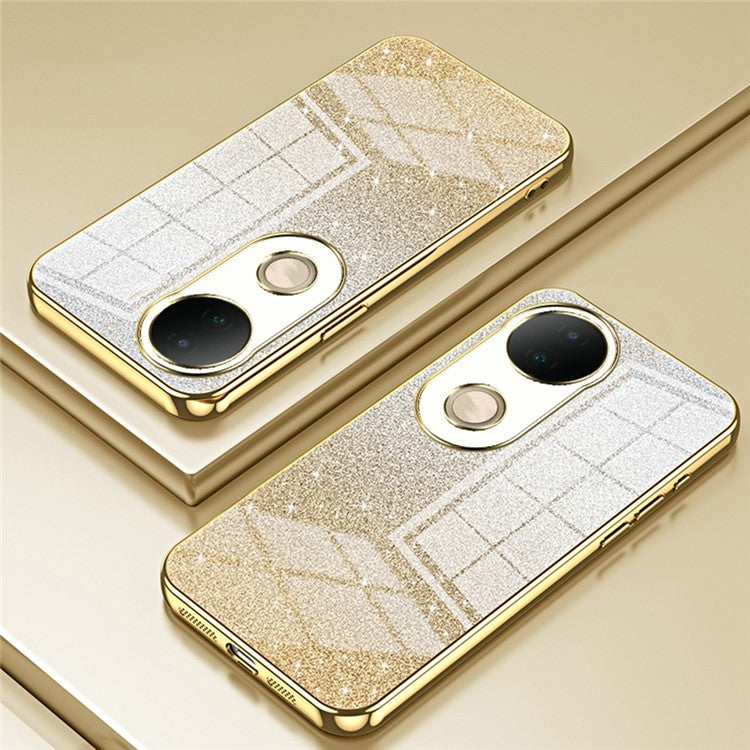 For vivo S20 5G Case Electroplating Gradient Glitter TPU Phone Cover - Gold