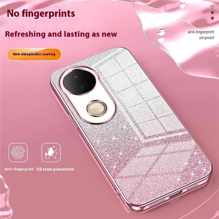 For vivo S20 5G Case Electroplating Gradient Glitter TPU Phone Cover - Gold