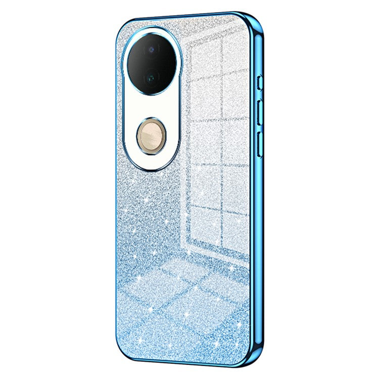 For vivo S20 5G Case Electroplating Gradient Glitter TPU Phone Cover - Blue