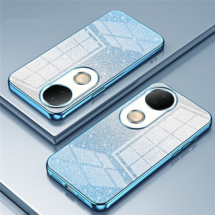 For vivo S20 5G Case Electroplating Gradient Glitter TPU Phone Cover - Blue