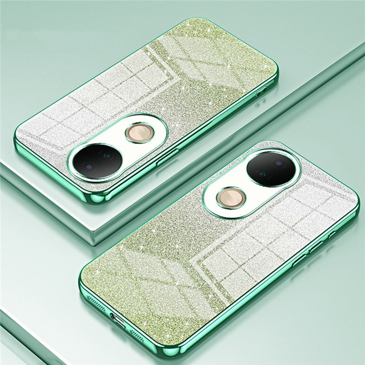 For vivo S20 5G Case Electroplating Gradient Glitter TPU Phone Cover - Green