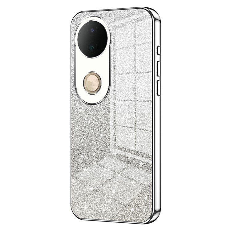 For vivo S20 5G Case Electroplating Gradient Glitter TPU Phone Cover - Silver