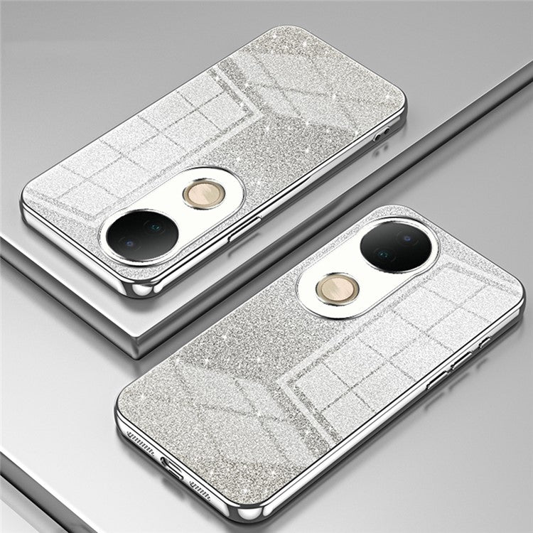 For vivo S20 5G Case Electroplating Gradient Glitter TPU Phone Cover - Silver