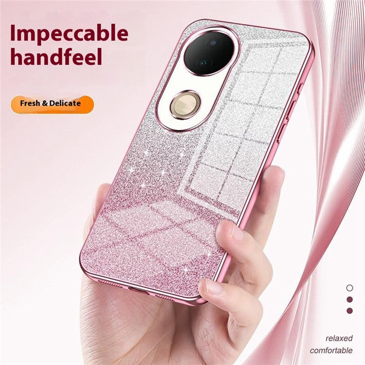 For vivo S20 5G Case Electroplating Gradient Glitter TPU Phone Cover - Silver