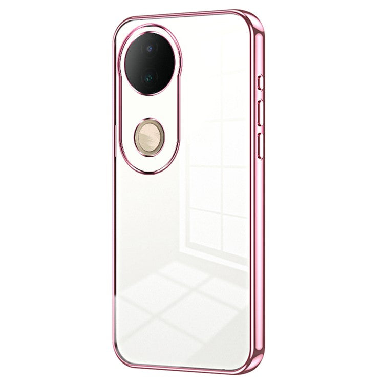 For vivo S20 5G Case Electroplating Frame Soft TPU Phone Cover - Pink