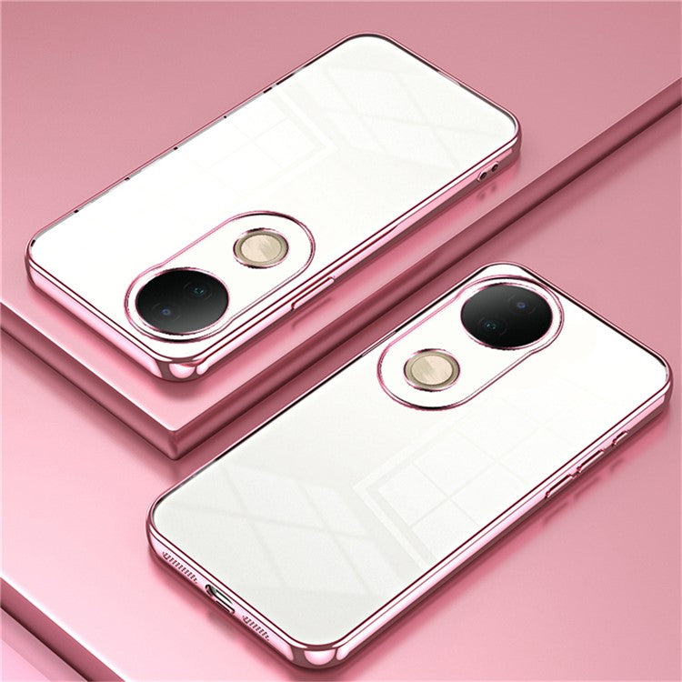 For vivo S20 5G Case Electroplating Frame Soft TPU Phone Cover - Pink