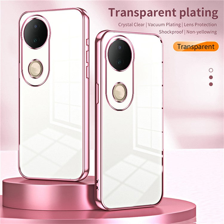 For vivo S20 5G Case Electroplating Frame Soft TPU Phone Cover - Pink