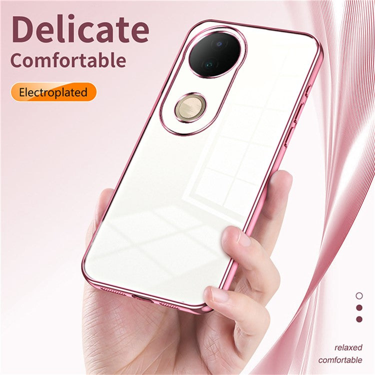 For vivo S20 5G Case Electroplating Frame Soft TPU Phone Cover - Pink