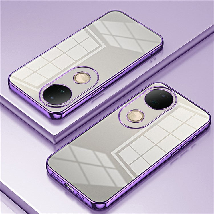 For vivo S20 5G Case Electroplating Frame Soft TPU Phone Cover - Purple