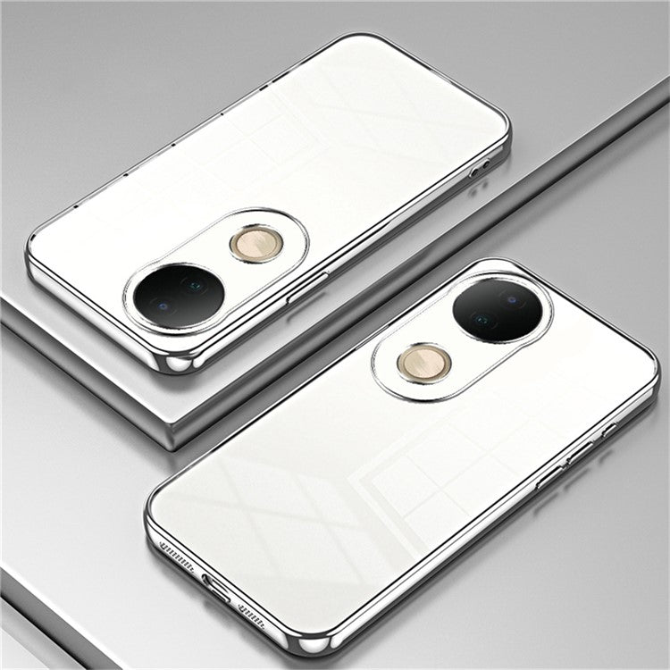 For vivo S20 5G Case Electroplating Frame Soft TPU Phone Cover - Silver