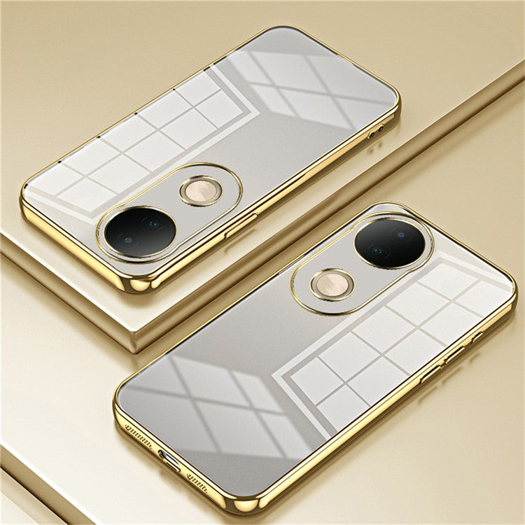 For vivo S20 5G Case Electroplating Frame Soft TPU Phone Cover - Gold