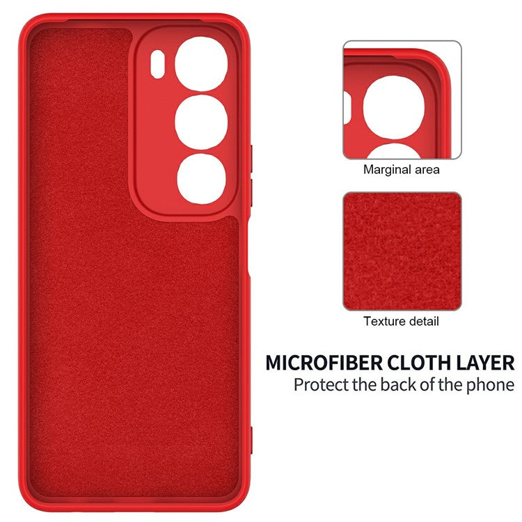 For vivo Y19s 4G Case Liquid Silicone Phone Back Cover with Hand Strap - Red