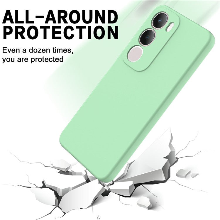 For vivo Y19s 4G Case Liquid Silicone Phone Back Cover with Hand Strap - Green