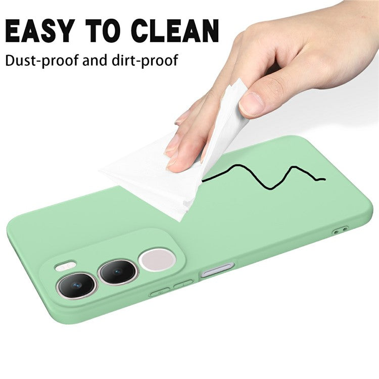 For vivo Y19s 4G Case Liquid Silicone Phone Back Cover with Hand Strap - Green