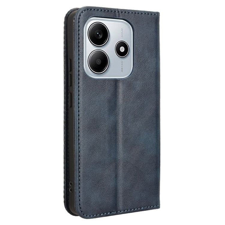 For Xiaomi Redmi Note 14 4G / 5G Leather Case Wallet Stand Retro Texture Phone Cover - Blue