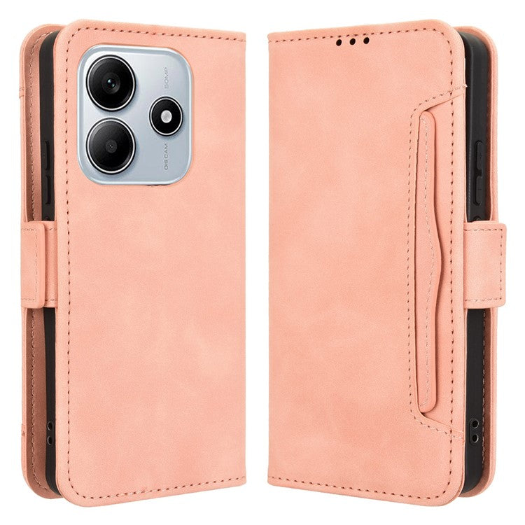 For Xiaomi Redmi Note 14 4G / 5G Leather Case Phone Wallet Cover with Multiple Card Slots - Pink