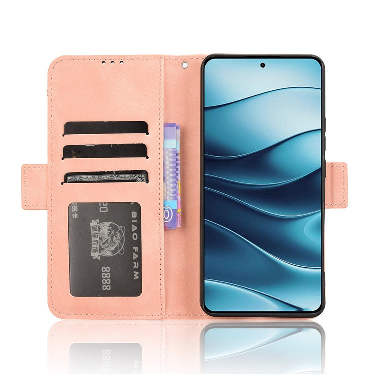 For Xiaomi Redmi Note 14 4G / 5G Leather Case Phone Wallet Cover with Multiple Card Slots - Pink