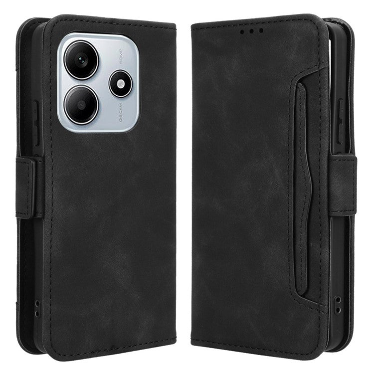 For Xiaomi Redmi Note 14 4G / 5G Leather Case Phone Wallet Cover with Multiple Card Slots - Black