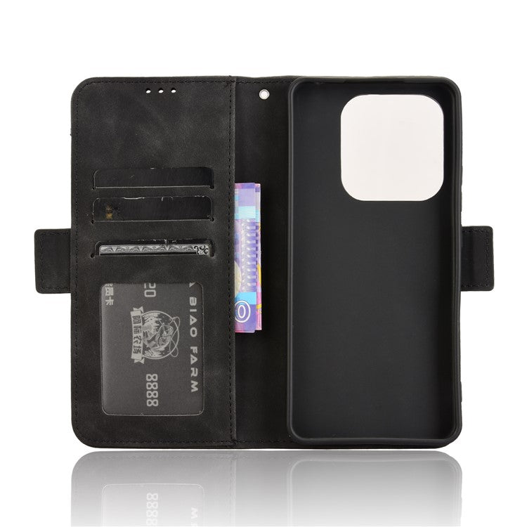 For Xiaomi Redmi Note 14 4G / 5G Leather Case Phone Wallet Cover with Multiple Card Slots - Black