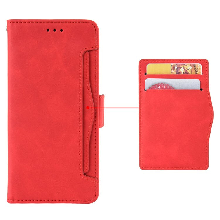 For Xiaomi Redmi Note 14 4G / 5G Leather Case Phone Wallet Cover with Multiple Card Slots - Red