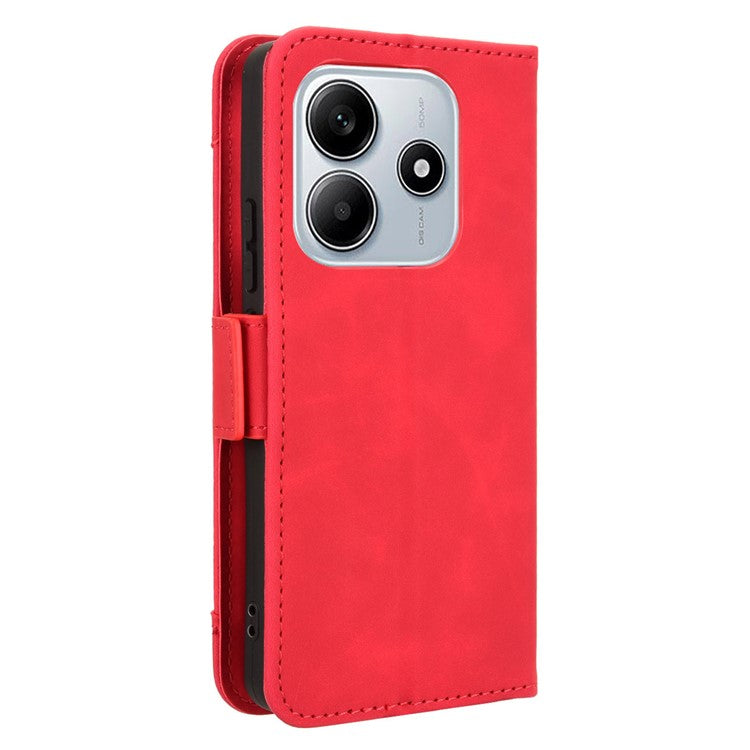 For Xiaomi Redmi Note 14 4G / 5G Leather Case Phone Wallet Cover with Multiple Card Slots - Red