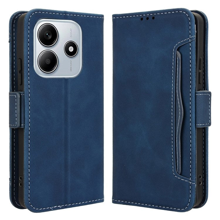 For Xiaomi Redmi Note 14 4G / 5G Leather Case Phone Wallet Cover with Multiple Card Slots - Blue