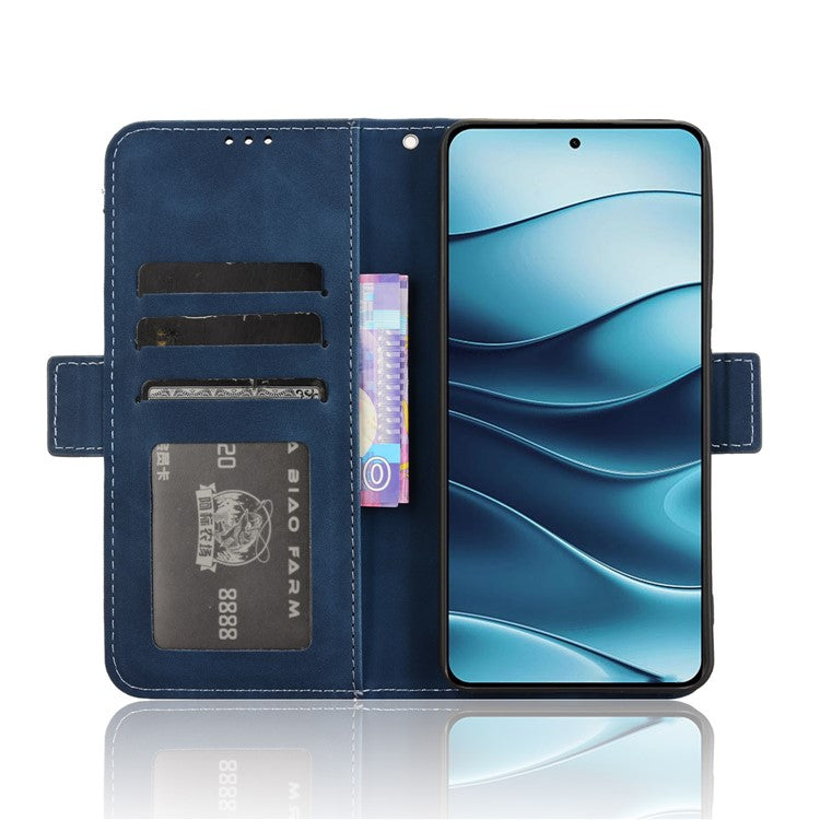 For Xiaomi Redmi Note 14 4G / 5G Leather Case Phone Wallet Cover with Multiple Card Slots - Blue