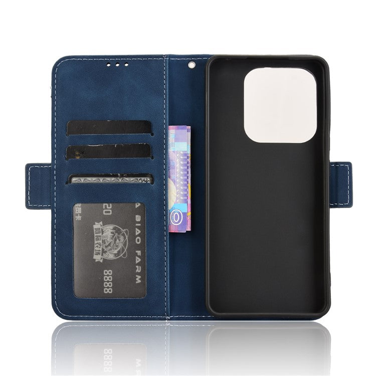 For Xiaomi Redmi Note 14 4G / 5G Leather Case Phone Wallet Cover with Multiple Card Slots - Blue