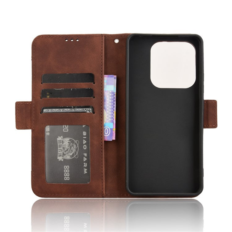 For Xiaomi Redmi Note 14 4G / 5G Leather Case Phone Wallet Cover with Multiple Card Slots - Brown