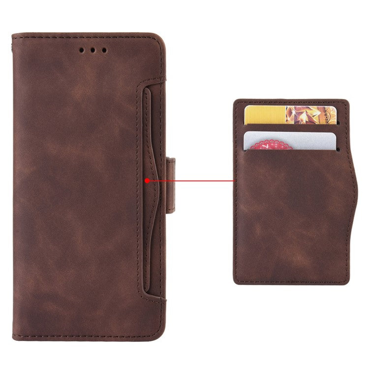 For Xiaomi Redmi Note 14 4G / 5G Leather Case Phone Wallet Cover with Multiple Card Slots - Brown