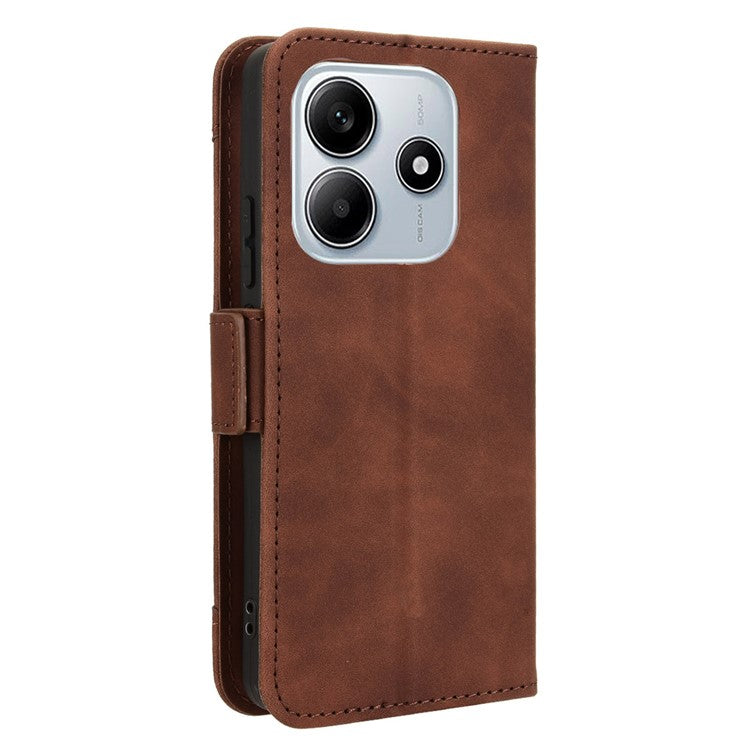 For Xiaomi Redmi Note 14 4G / 5G Leather Case Phone Wallet Cover with Multiple Card Slots - Brown