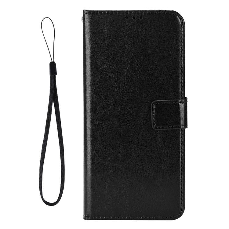 For Xiaomi Redmi Note 14 4G / 5G Case Crazy Horse Texture PU Leather Phone Wallet Cover - Black