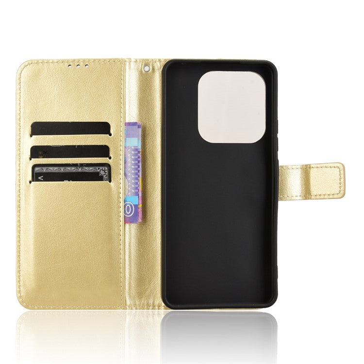 For Xiaomi Redmi Note 14 4G / 5G Case Crazy Horse Texture PU Leather Phone Wallet Cover - Gold