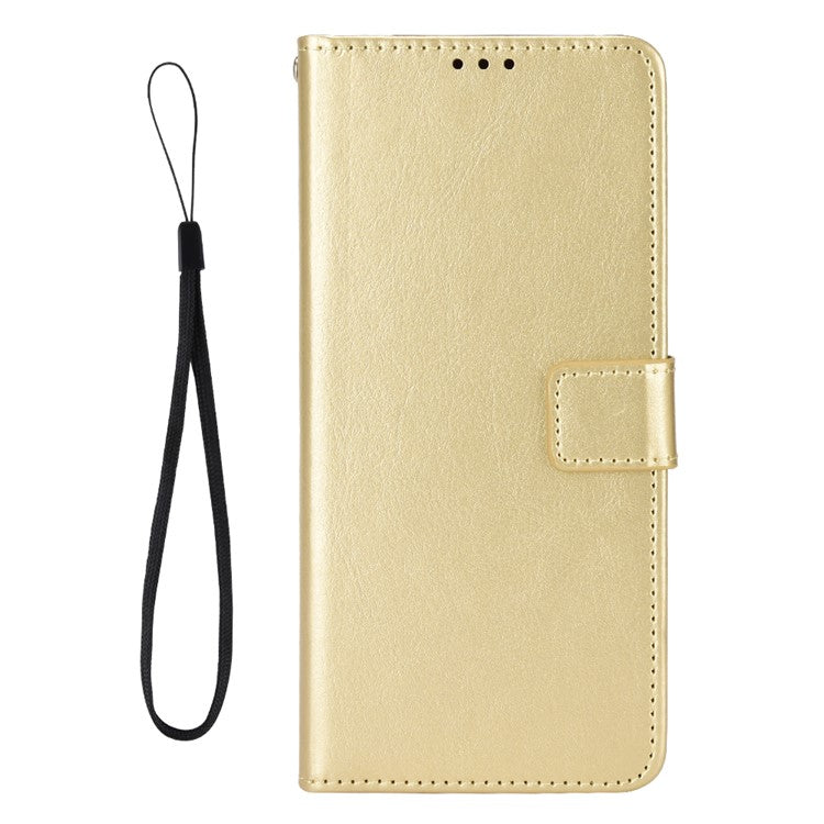 For Xiaomi Redmi Note 14 4G / 5G Case Crazy Horse Texture PU Leather Phone Wallet Cover - Gold