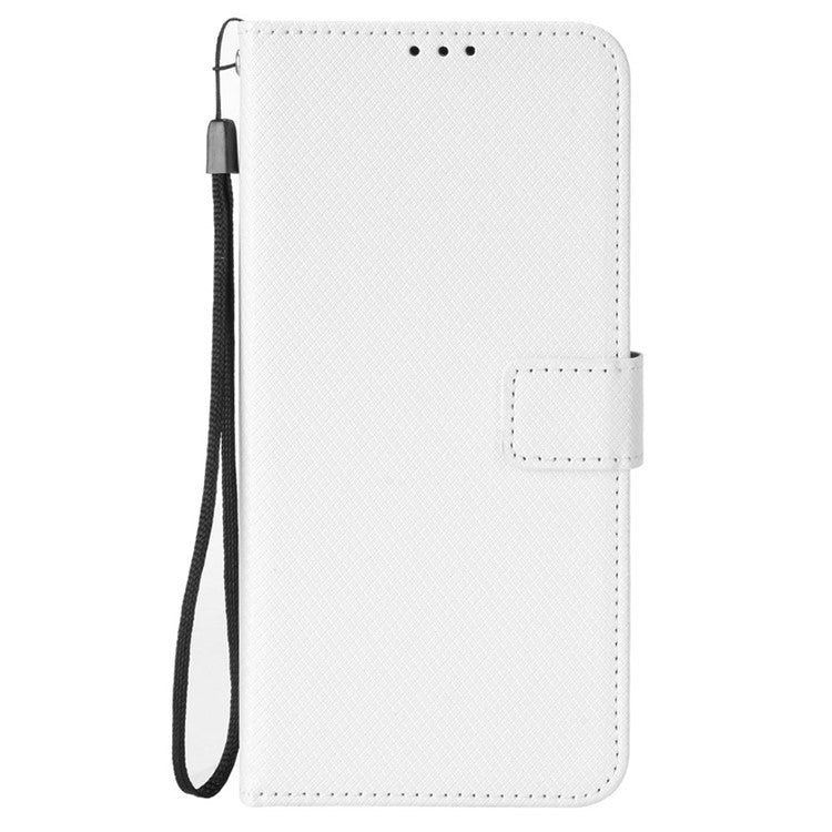 For Xiaomi Redmi Note 14 4G / 5G Case PU Leather Diamond Texture Wallet Phone Cover - White