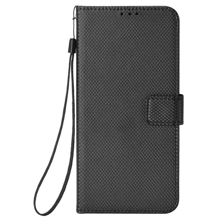 For Xiaomi Redmi Note 14 4G / 5G Case PU Leather Diamond Texture Wallet Phone Cover - Black