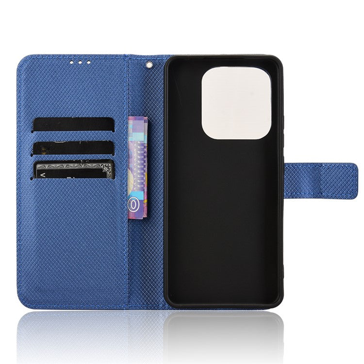 For Xiaomi Redmi Note 14 4G / 5G Case PU Leather Diamond Texture Wallet Phone Cover - Blue