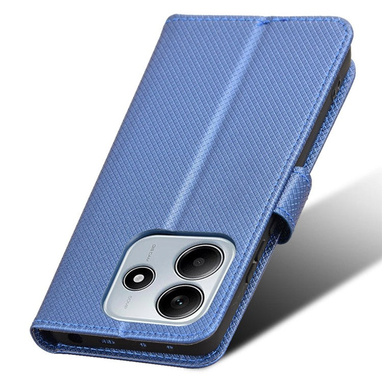 For Xiaomi Redmi Note 14 4G / 5G Case PU Leather Diamond Texture Wallet Phone Cover - Blue