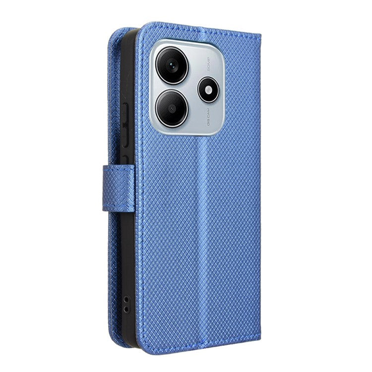 For Xiaomi Redmi Note 14 4G / 5G Case PU Leather Diamond Texture Wallet Phone Cover - Blue