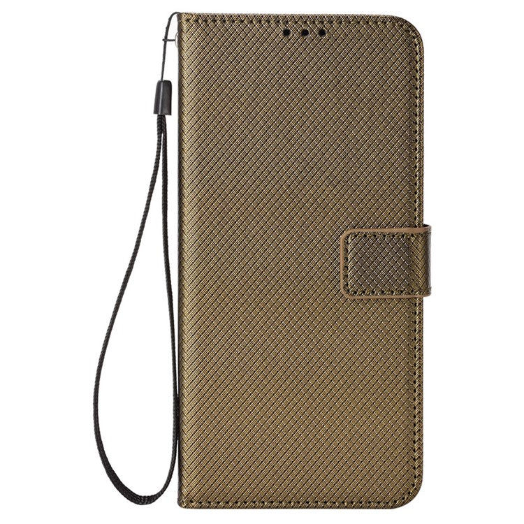 For Xiaomi Redmi Note 14 4G / 5G Case PU Leather Diamond Texture Wallet Phone Cover - Brown