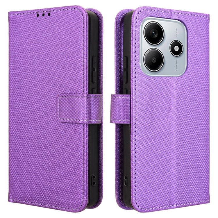 For Xiaomi Redmi Note 14 4G / 5G Case PU Leather Diamond Texture Wallet Phone Cover - Purple