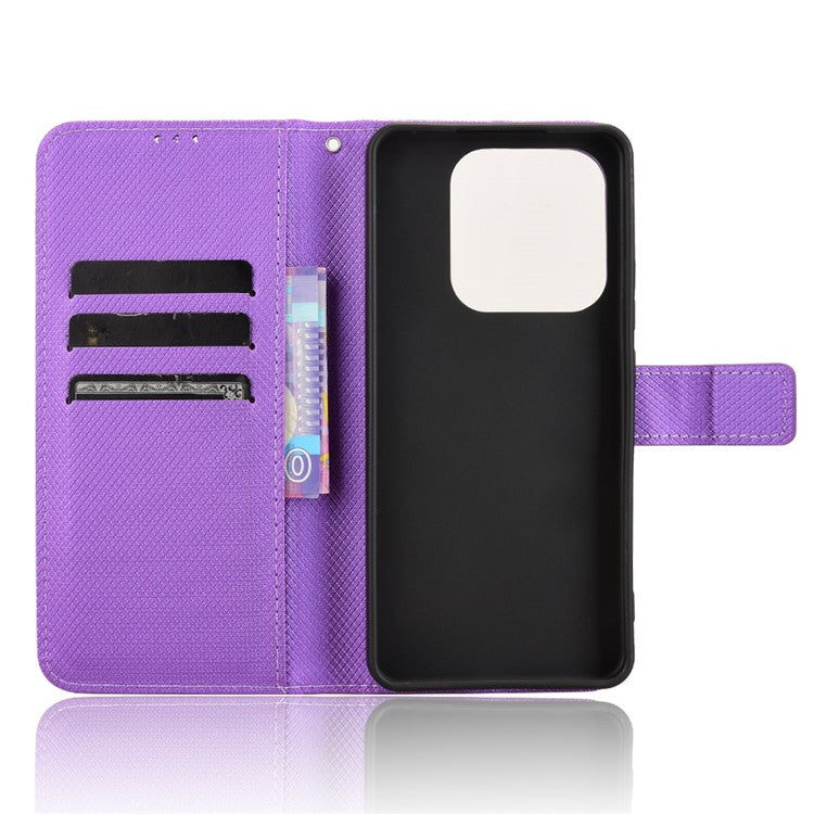 For Xiaomi Redmi Note 14 4G / 5G Case PU Leather Diamond Texture Wallet Phone Cover - Purple