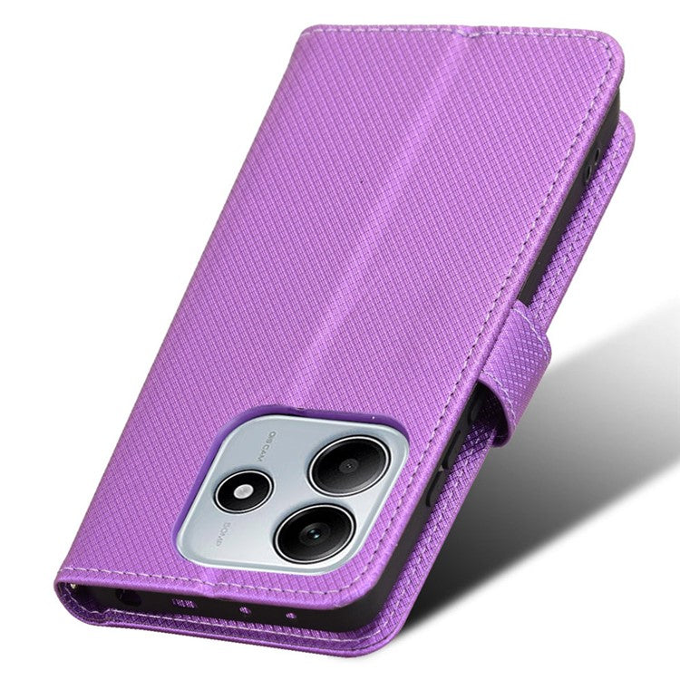 For Xiaomi Redmi Note 14 4G / 5G Case PU Leather Diamond Texture Wallet Phone Cover - Purple