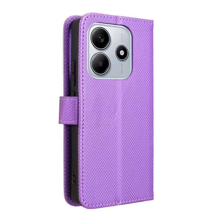 For Xiaomi Redmi Note 14 4G / 5G Case PU Leather Diamond Texture Wallet Phone Cover - Purple