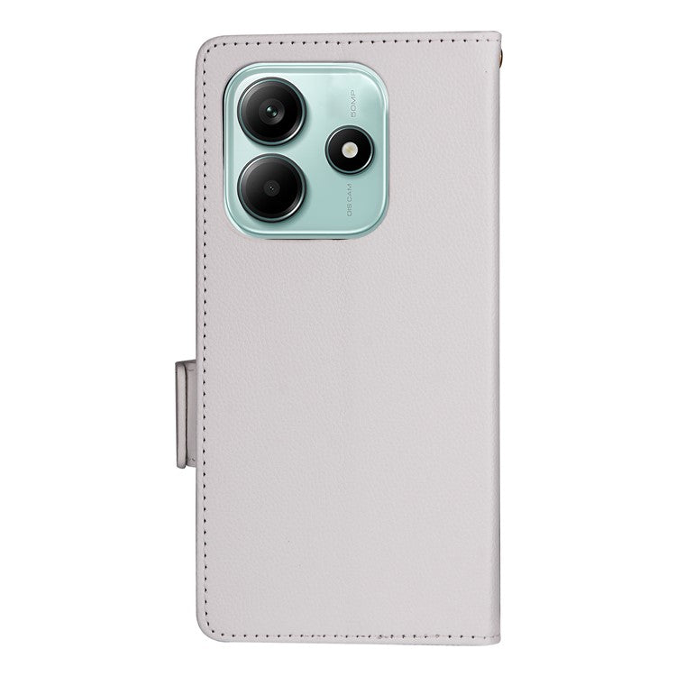 For Xiaomi Redmi Note 14 4G / 5G Case Litchi Texture PU Leather Wallet Flip Phone Cover - White