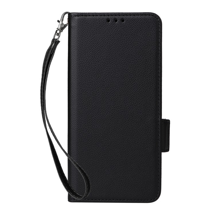 For Xiaomi Redmi Note 14 4G / 5G Case Litchi Texture PU Leather Wallet Flip Phone Cover - Black