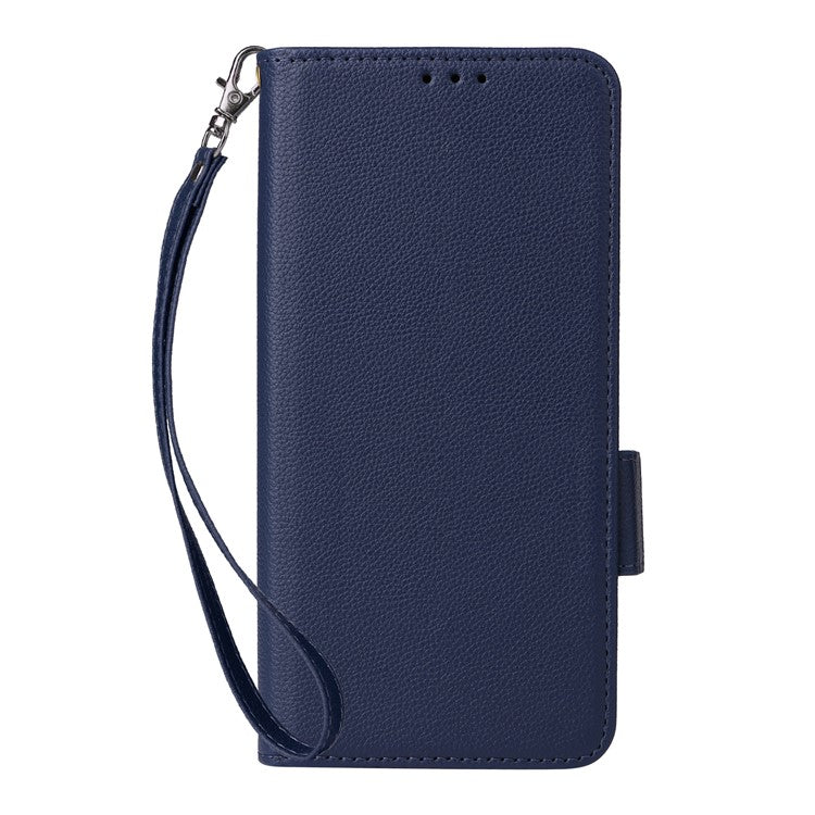 For Xiaomi Redmi Note 14 4G / 5G Case Litchi Texture PU Leather Wallet Flip Phone Cover - Dark Blue